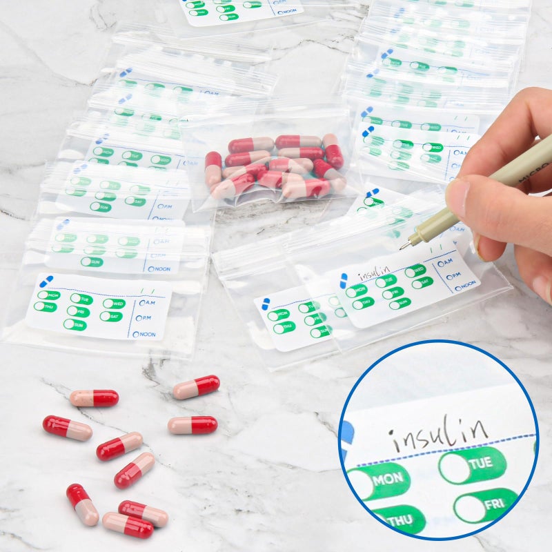 Pill Mill Pill Bags 500 Count - 3"X2.75" 3 Mil Small Ziplock Bags for Pills â€“ BPA-Free Pill Pouches for Medicine, Pill Pack Storage & Medicine Pouch - Easy Label Pill Bags for Travel, Reusable Medicine Bags - Image 4