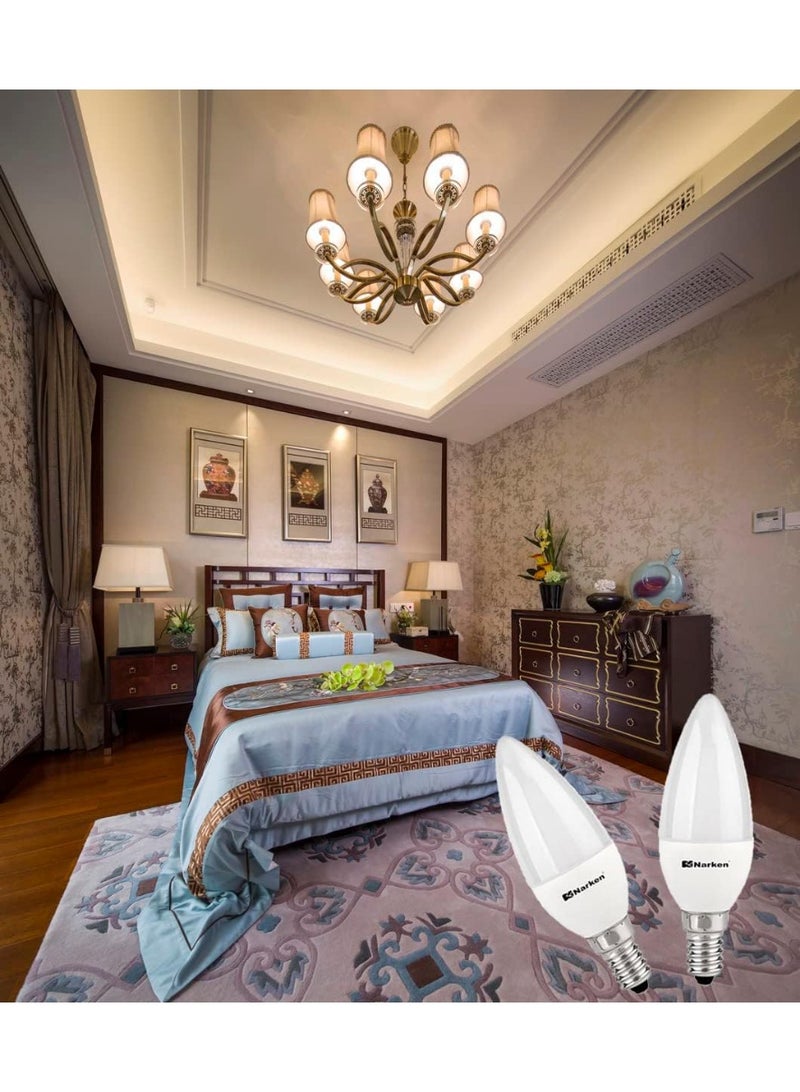 Narken 10 Pack  7W Small Edison Screw Type Warmwhite 3000K LED Power Saving Plastic coated Aluminum Candle Lamp Bulb Light. - Image 2