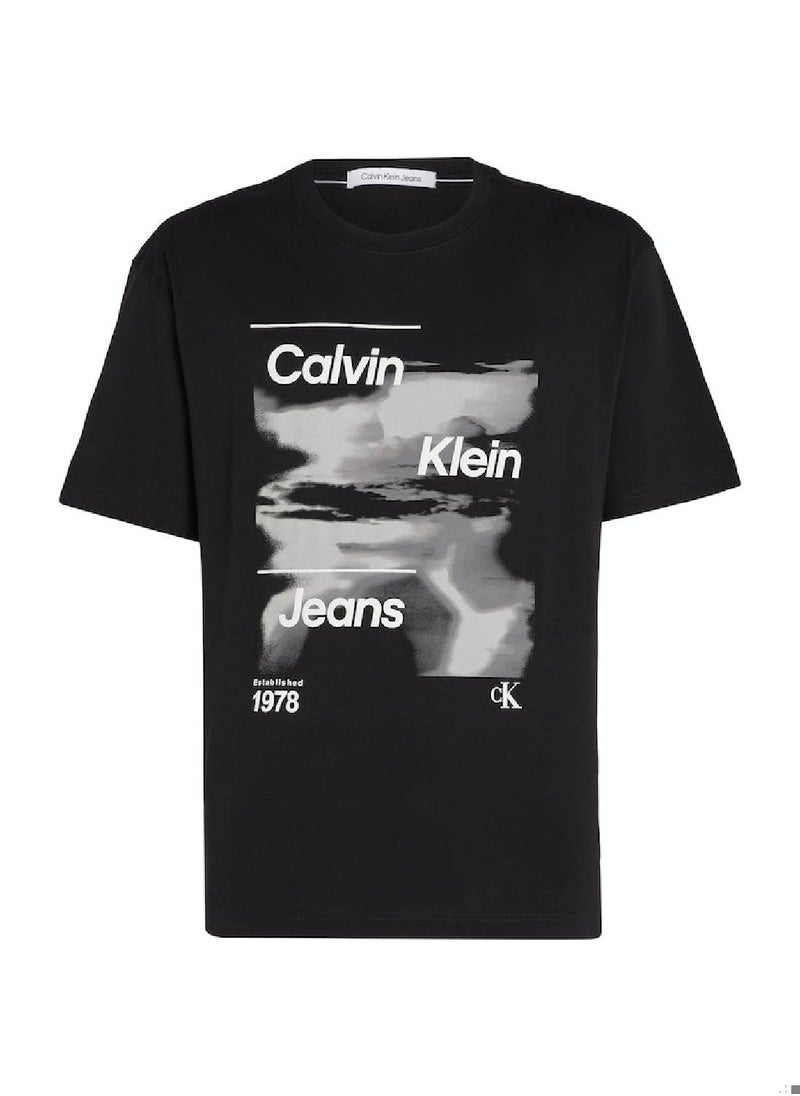 Calvin Klein Jeans - Men's Diffused Logo T-Shirt - Cotton, Black - Image 1