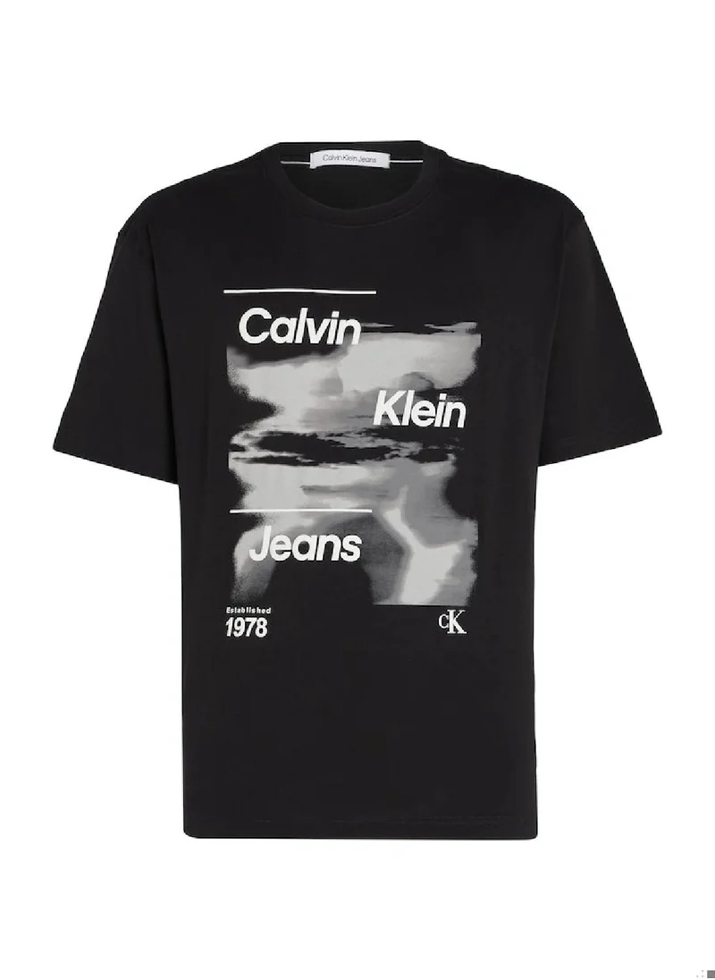 Calvin Klein Jeans Men's Diffused Logo T-Shirt - Cotton, Black