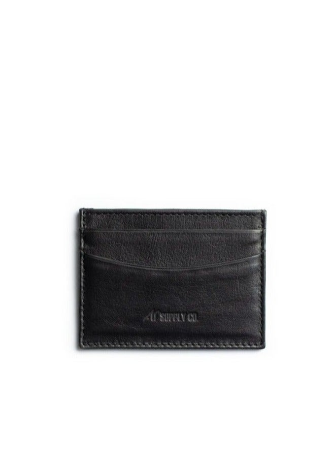 ايه ار سابلاي Business Card Holder من Arij Bags | حامل كروت جلد طبيعي، حجم صغير مناسب للجيب، 4 أماكن للكروت، مكان للنقود، تصميم عملي للاستخدام اليومي (10 × 7.5 سم) (أسود) - Image 3