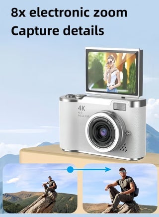 4k CCD Digital Zoom Student Digital Camera 48MP Portable Digital Photography Camera 180° Flip Screen Selfie Camera，with 64GB SD card - view 3
