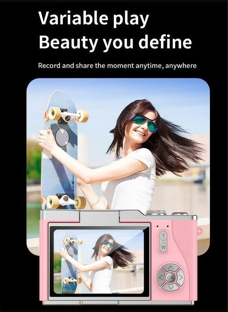 ZONBON Digital CameraDigital Camera with 64GB SD card, 4k CCD Digital Zoom Student Digital Camera 48MP Portable Digital Photography Camera 180° Flip Screen Selfie Camera, Point and Shoot Digital Cameras - Image 4