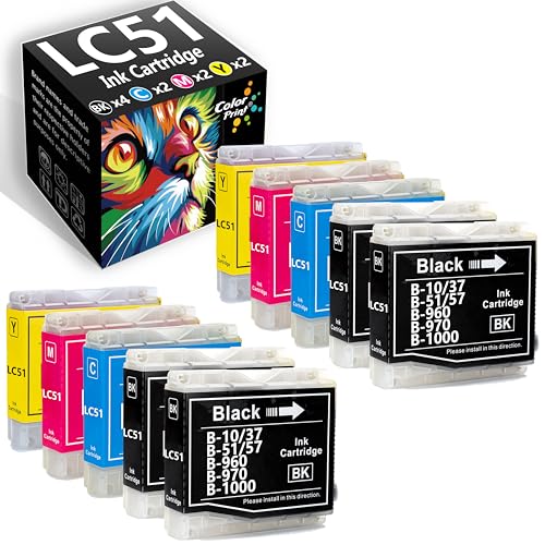 CyberpowerPC Compatible Ink Cartridge Replacement for Brother LC 51 LC-51, Cyan, Magenta, Yellow, Black, 10 Pack - Image 1