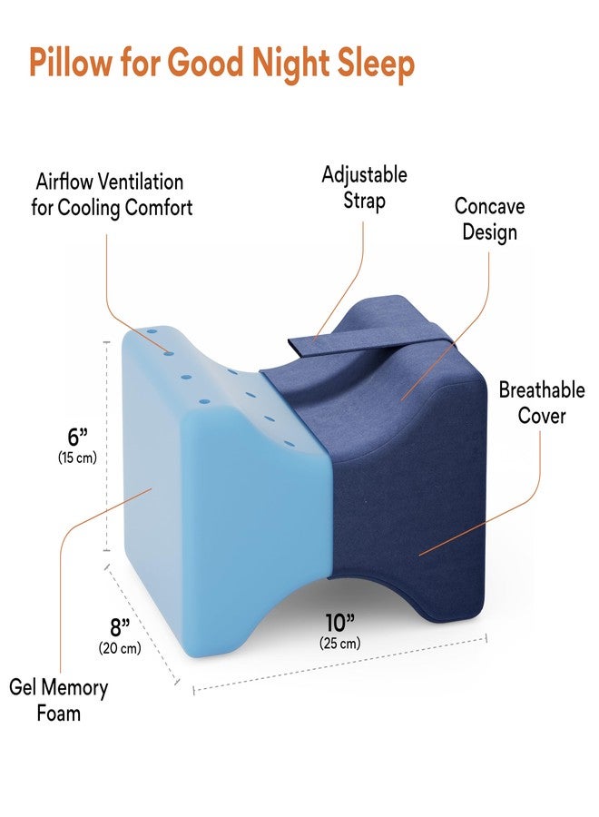 FOVERA Knee Pillow for Side Sleepers, Knock Knee Corrector for Sleeping, Memory Foam Leg Pillow Wedge Cushion for Side Sleeper, Sciatica, Pregnancy, Hip & Back Pain Relief - Washable Cover (Navy Blue) - Image 4