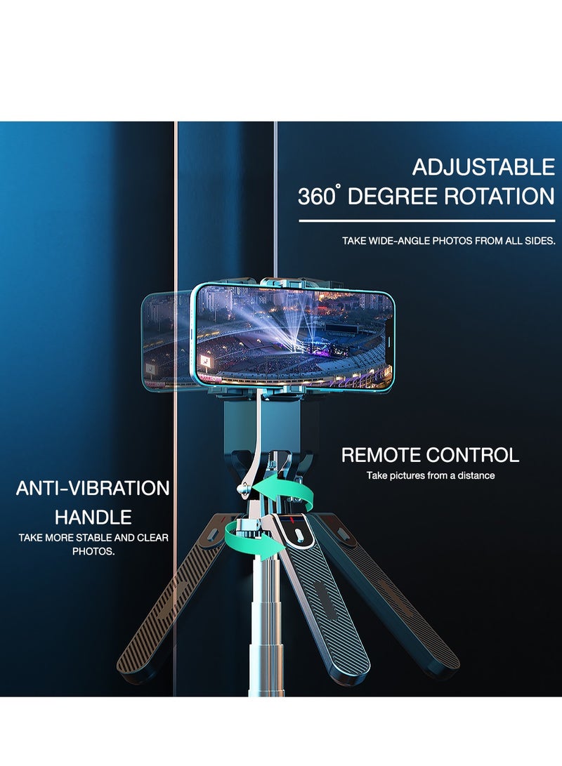 Wireless Bluetooth Selfie Stick Tripod with Integrated Light, Portable and Compatible with i Phone/Android Smartphones - Image 3