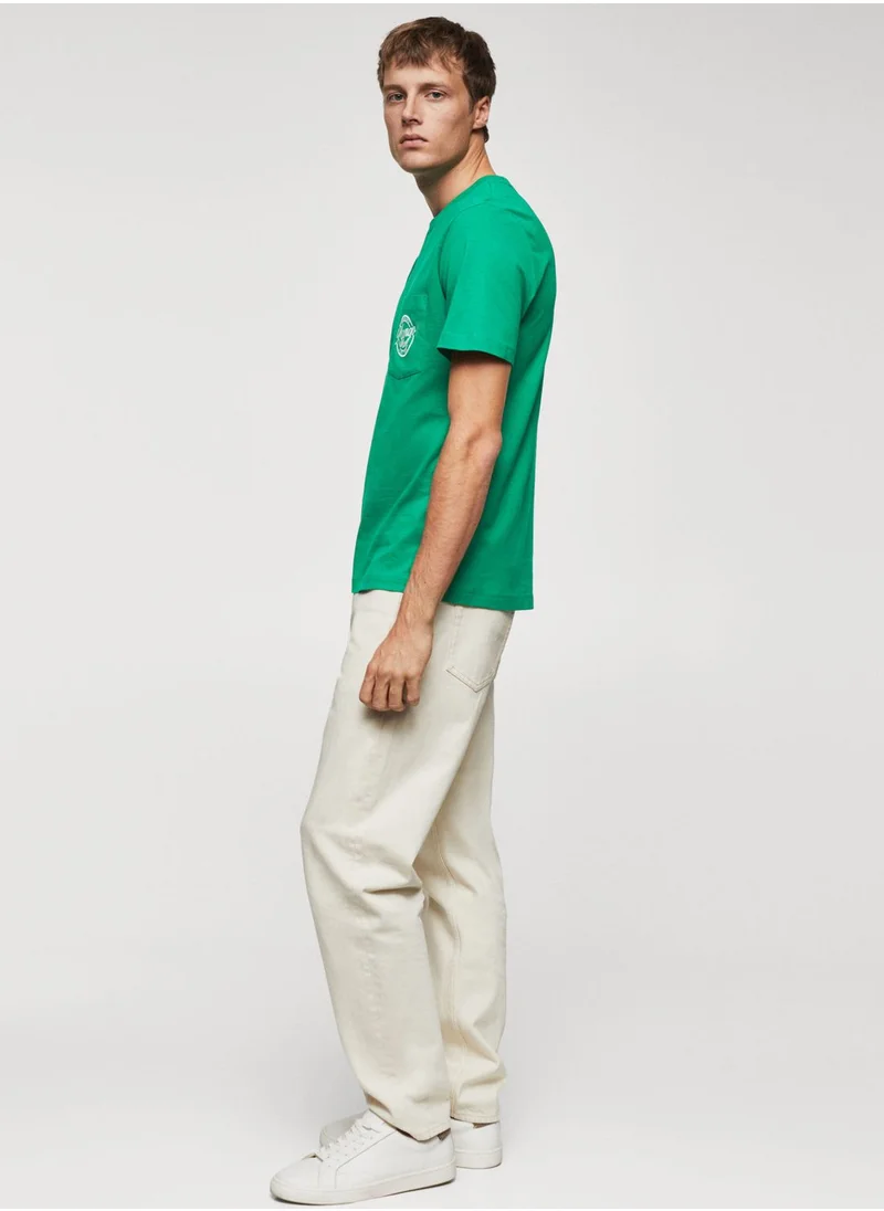 مانجو مان Logo Crew Neck T-Shirt
