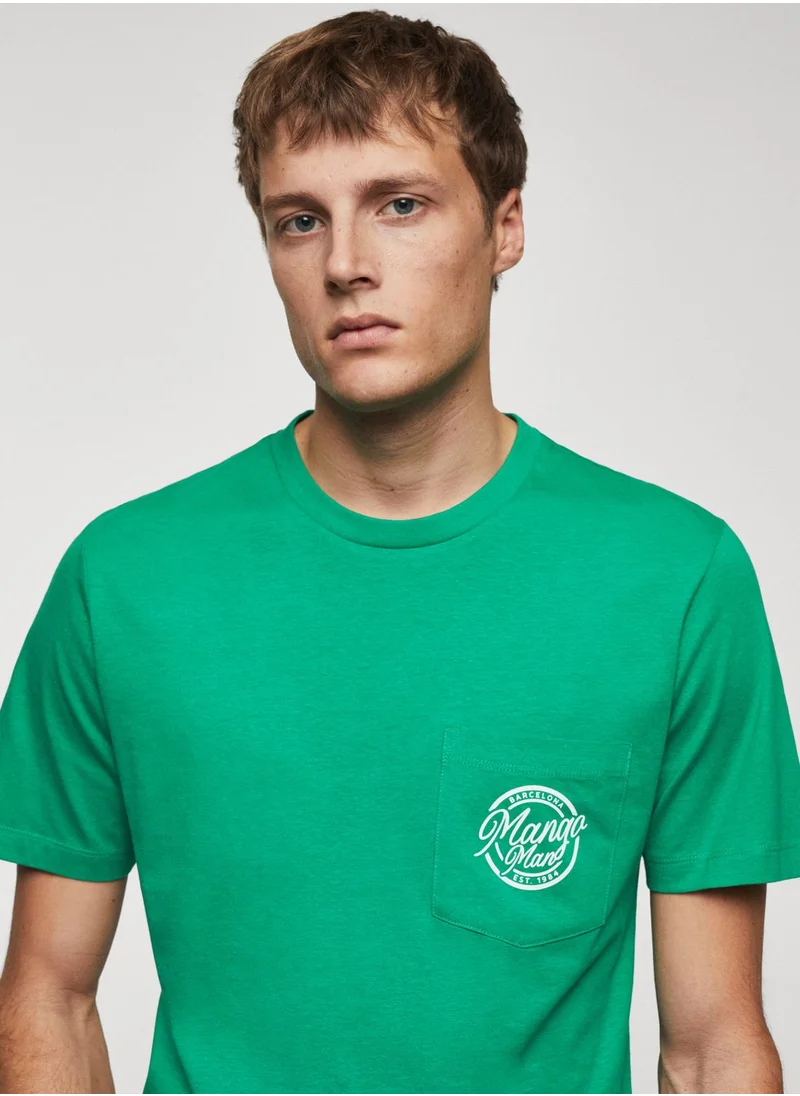 مانجو مان Logo Crew Neck T-Shirt