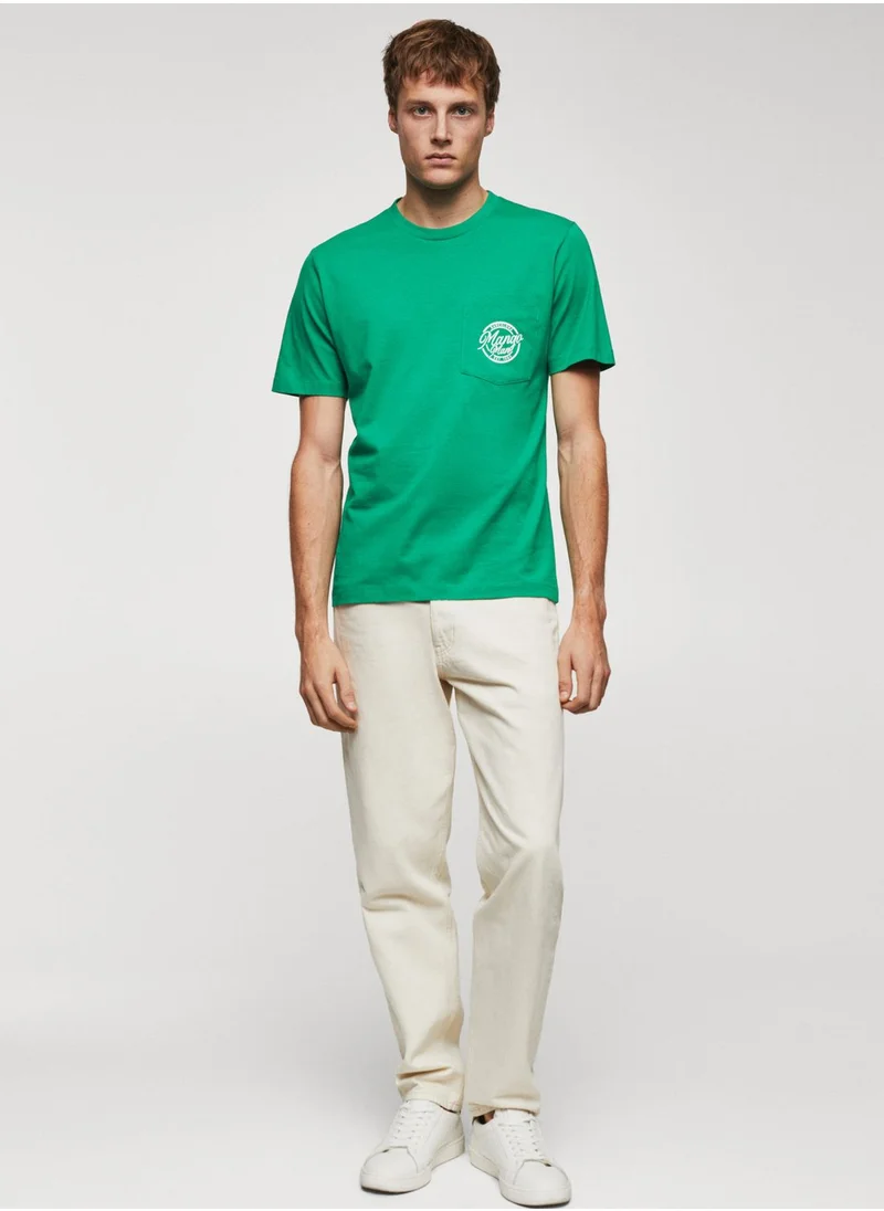 مانجو مان Logo Crew Neck T-Shirt
