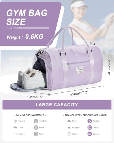 WISEPACK Gym Bag Womens Mens with Shoes Compartment and Wet Pocket Travel Duffel Bag for Women for Plane Sport Gym Tote Bags Swimming Yoga Waterproof Weekend Overnight Carry on Bag Hospital Holdalls - Image 2