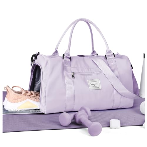 WISEPACK Gym Bag Womens Mens with Shoes Compartment and Wet Pocket Travel Duffel Bag for Women for Plane Sport Gym Tote Bags Swimming Yoga Waterproof Weekend Overnight Carry on Bag Hospital Holdalls - Image 1
