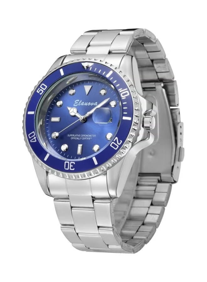 إيلانوفا ساعة يد رجالية فاخرة مصنوعة من الستانلس ستيل، مقاومة للماء، مزودة بزجاج ياقوتي، عقارب مضيئة، وآلية كوارتز دقيقة.طراز EL777 - Image 3