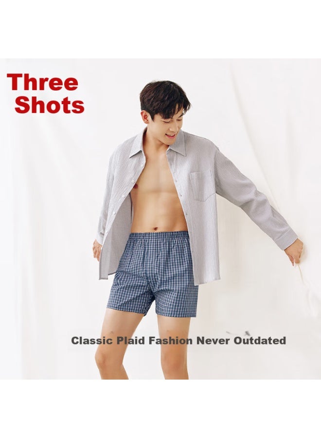 Threegun 100% Cotton Woven Boxer Shorts Father's Day Gift Alro Loose Plus Size Breathable Comfortable Shorts 3-pack - Image 2