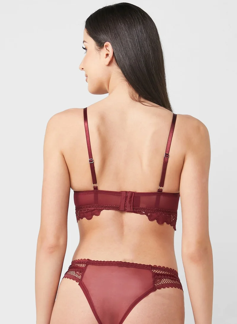 hunkemoller Floral Lace High Leg Thong
