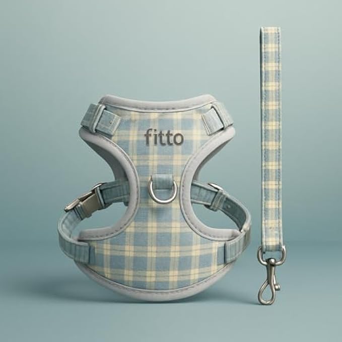 Fitto Pet Harness and Lead XXS 20x13cm - Small Dog Puppy Cat Adjustable Soft Vest Leash Set - Image 1