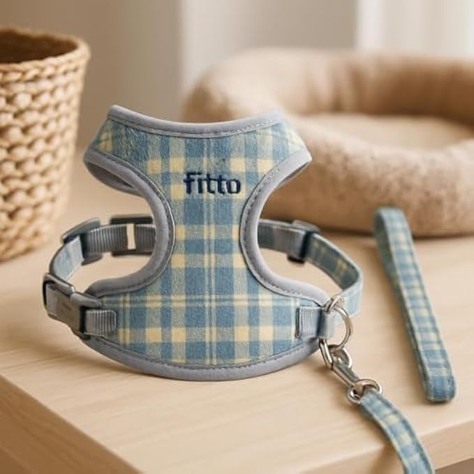 Fitto Pet Harness and Lead XXS 20x13cm - Small Dog Puppy Cat Adjustable Soft Vest Leash Set - Image 2