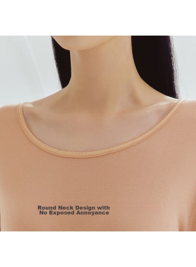 THREEGUN Sanqiang Women's Autumn Underwear Set, Pure Cotton Thermal Underwear, Round Neck Cotton Sweater And Pants, Inner Wear Base Layer Set  - Image 4