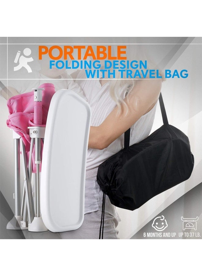 DUNISO كرسي تعزيز للأطفال، كرسي طعام محمول وقابل للطي متعدد الوظائف، كرسي تخييم للأطفال في الهواء الطلق مع مظلة وقاعدة طعام قابلة للإزالة، للسفر، اللعب، الشاطئ، النزهات، الحديقة - Image 4