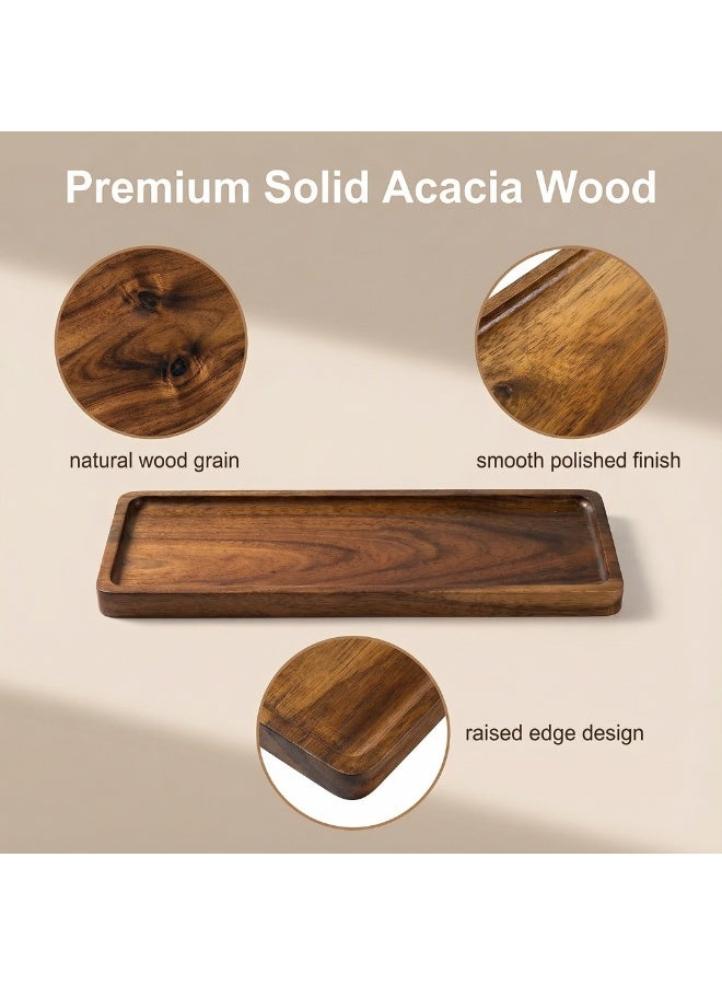 دائرة خضراء طقم من صينيتين تقديم من خشب الأكاسيا (صغيرة وكبيرة) - أطباق مستطيلة 29 × 10.5 و29.5 × 13 سم للقهوة العربية والتمر والمقبلات والجبن والمزة والحلويات، ديكور مطبخ خشبي - Image 4