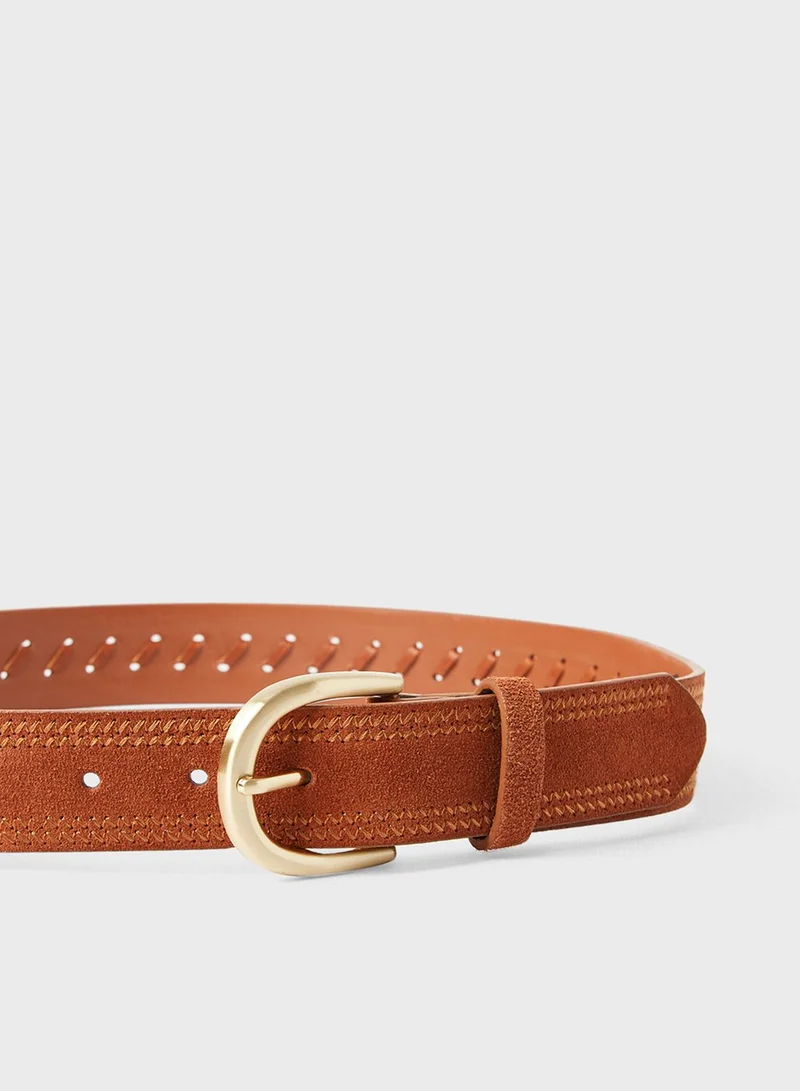 MANGO Leather Belt