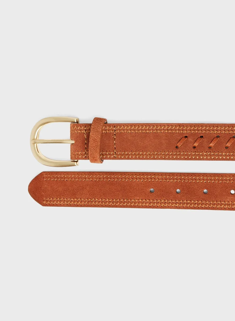 MANGO Leather Belt