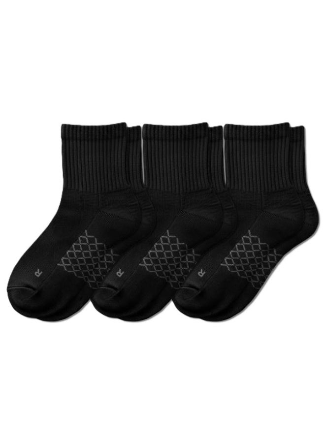 Elementa Mid-Length Comfort Socks 3 Pairs with Arch Support and Peppermint Oil Technology – Soft Breathable Everyday Socks - Black - Image 1
