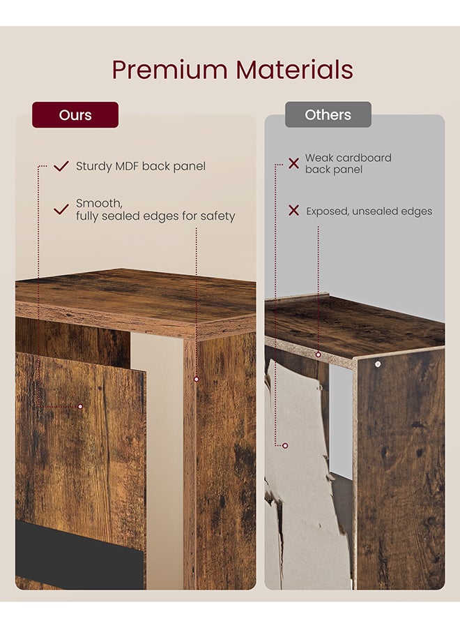 VASAGLE Bookcase, Shelf, Storage Cabinet with 3 Compartments, Freestanding Bookcase, Cube Bookcase, for Living Room, Office, Dining Room, Rustic brown - Image 5