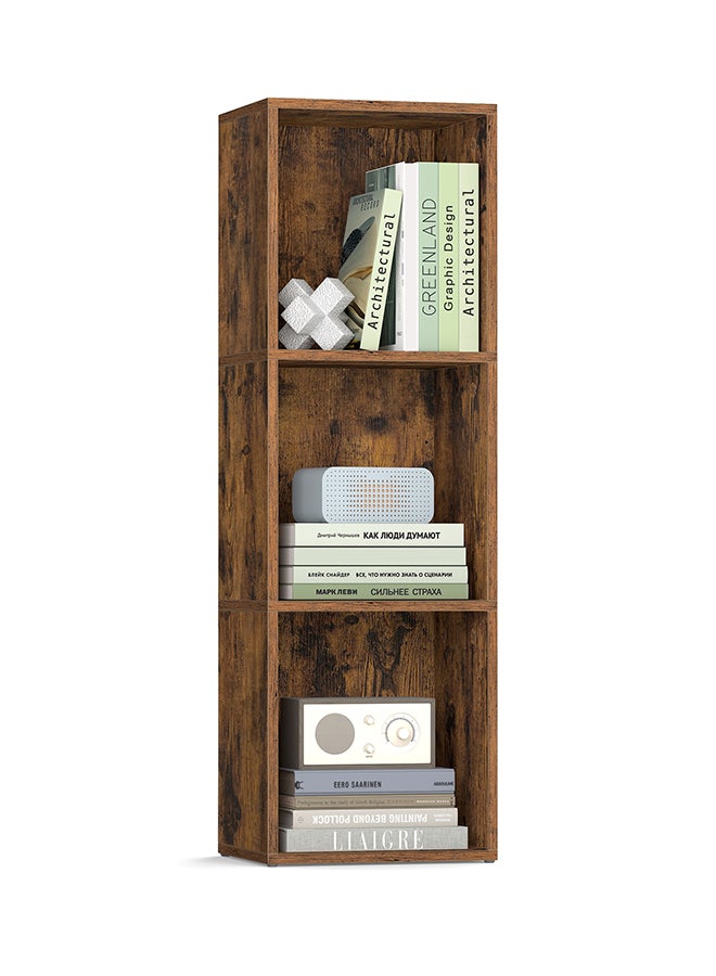 VASAGLE Bookcase, Shelf, Storage Cabinet with 3 Compartments, Freestanding Bookcase, Cube Bookcase, for Living Room, Office, Dining Room, Rustic brown - Image 1