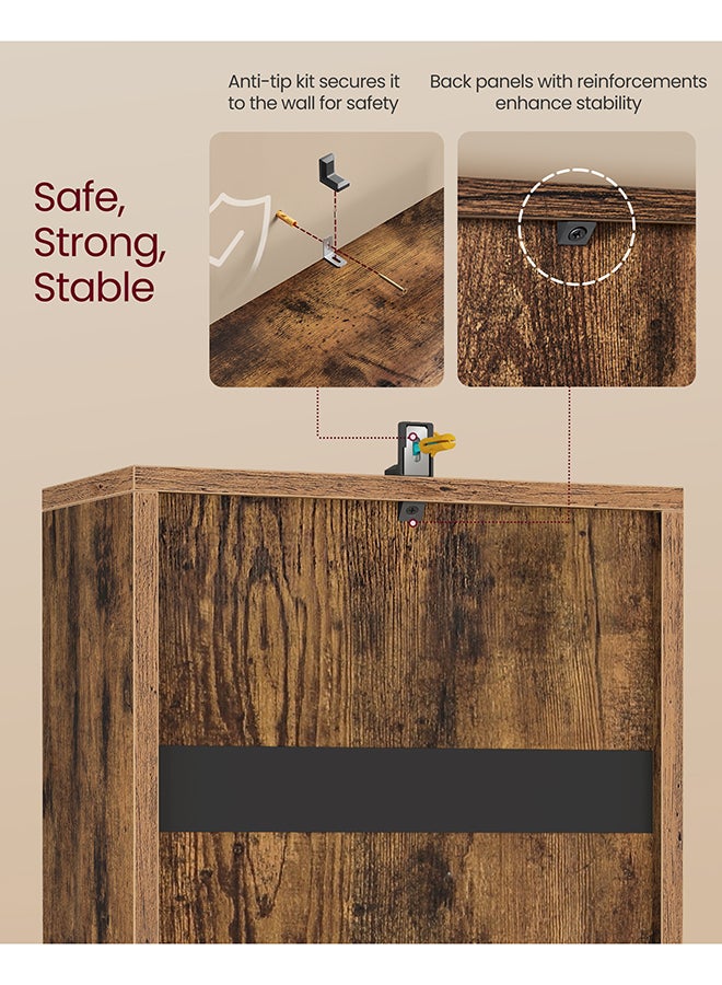 VASAGLE Bookcase, Shelf, Storage Cabinet with 3 Compartments, Freestanding Bookcase, Cube Bookcase, for Living Room, Office, Dining Room, Rustic brown - Image 4