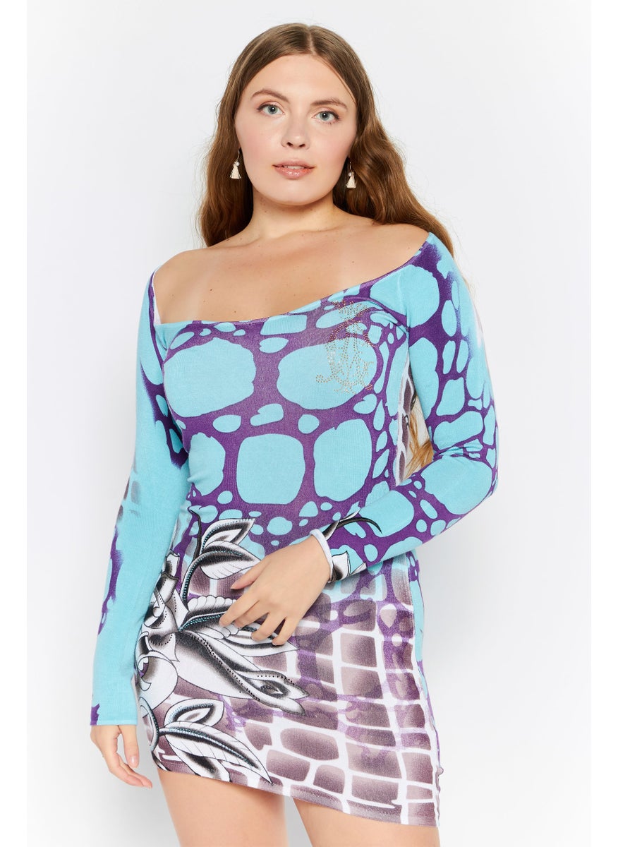 CHRISTIAN AUDIGIER Women All Over Print Mini Dress, Sky Blue  - Image 1
