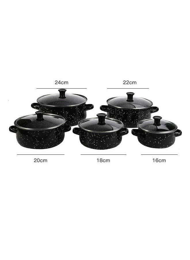 Sharpdo - 10-Piece Cookware Sets With Glass Lids, Enamel Pots Sets for Soup 16/18/20/22/24cm - Image 1