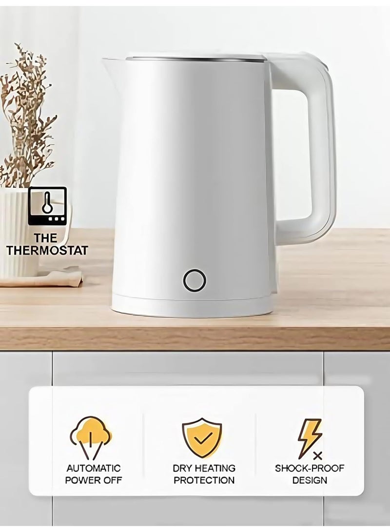 دينكس غلاية كهربائية من ستانلس ستيل مقاوم للصدا | سطح مزدوج الطبقات بملمس بارد بسعة 1.8 لتر  تسخين فائق السرعة بقوة 1500 واط | ايقاف تلقائي وحماية من الغليان الجاف , أبيض - Image 4