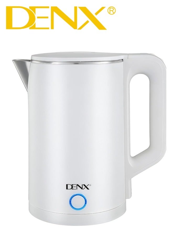 دينكس غلاية كهربائية من ستانلس ستيل مقاوم للصدا | سطح مزدوج الطبقات بملمس بارد بسعة 1.8 لتر  تسخين فائق السرعة بقوة 1500 واط | ايقاف تلقائي وحماية من الغليان الجاف , أبيض - Image 1