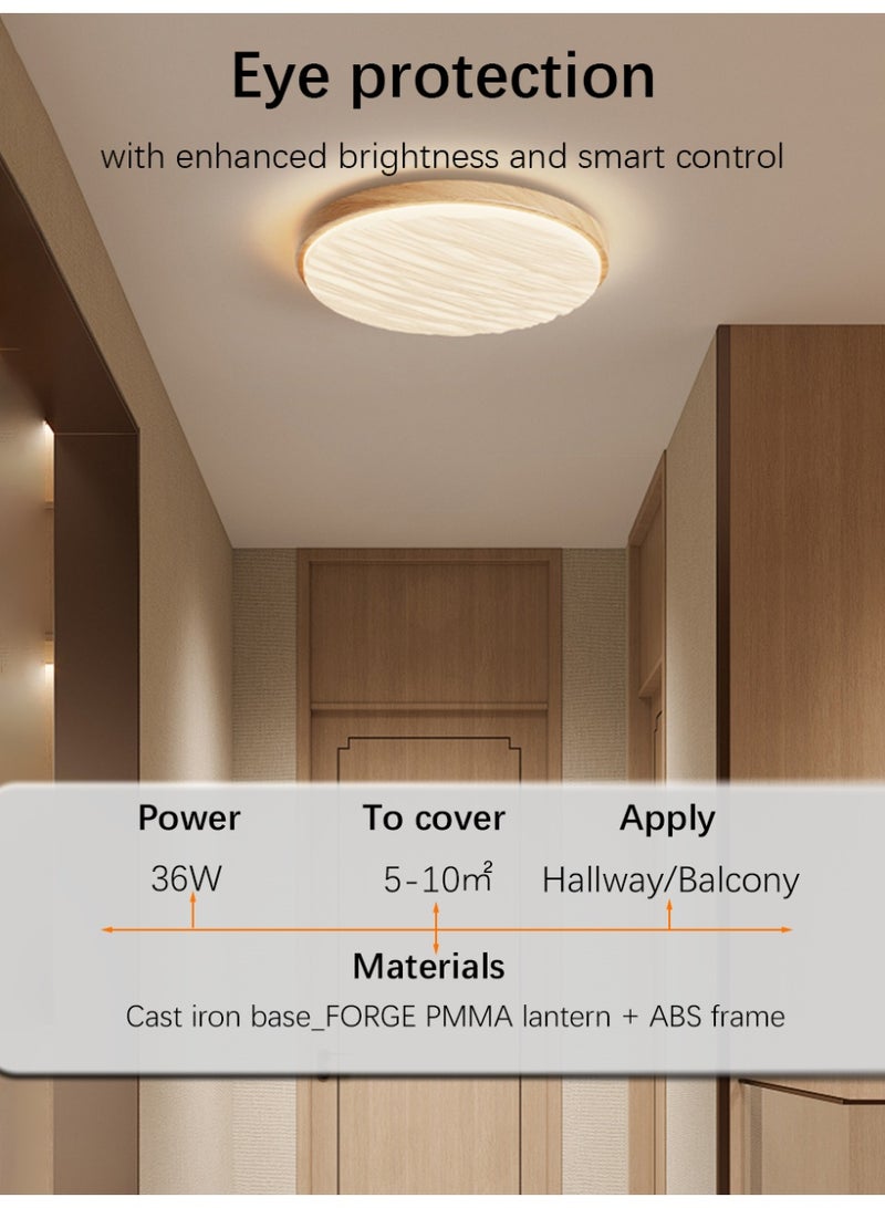 Light Wood Frame Wavy Chandelier | Three-Color Dimmable Pendant Light | Ideal for Hallways and Balconies - Image 1