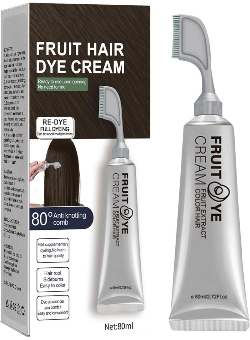 EELHOE 1 قطعة من خلاصة صبغ الشعر النباتية - كريم صبغ الشعر بالفاكهة السوداء مع مشط، كريم صبغ الشعر بالفاكهة، صبغة الشعر بخلاصة الفاكهة، صبغة شعر بالكيراتين، صبغة شعر لتغطية الشعر الرمادي - Image 3