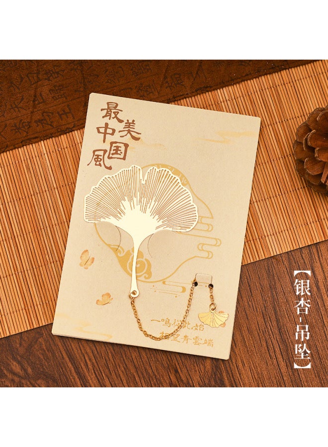 HELPS Ancient Style Metal Hollow Bookmark Creative Retro Brass Lotus Pendant Tassel Book Page Clip Cultural And Creative Small Gifts - Image 1