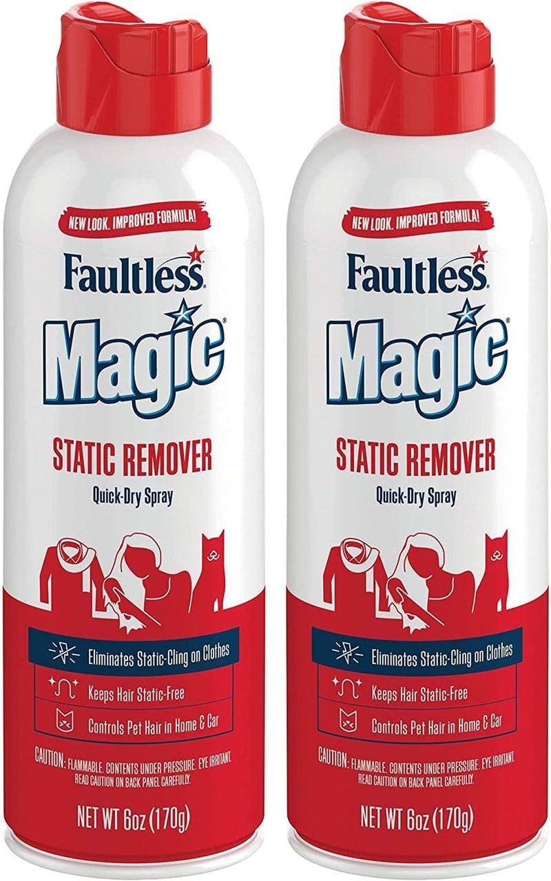 Magic Static Remover, Pack of 2 - No More Cling Static Spray, Eliminates Static Cling, Anti-Static Spray for Clothes, Furniture & Car, Controls Pet Hair (6 oz.) - Image 1