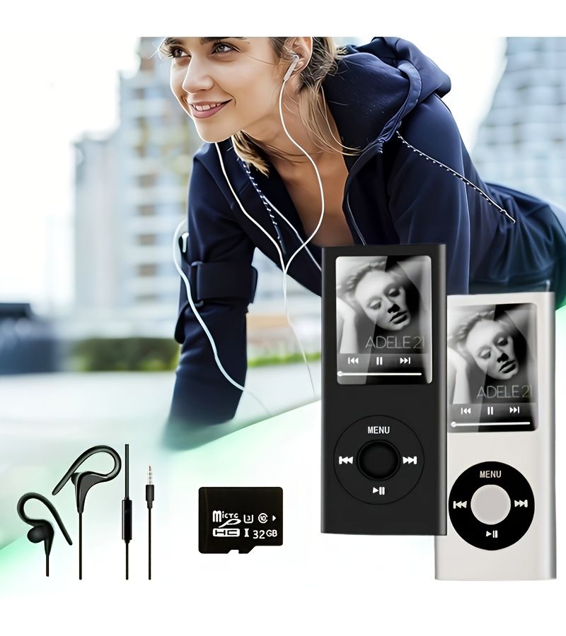 مشغل موسيقى جديد MP3 MP4 مع بطاقة ذاكرة 32 جيجابايت، سماعات رأس سلكية عالية الجودة خضراء اللون، وظيفة تسجيل الفيديو ووظيفة الكتاب الإلكتروني، شاشة LED بحجم 1.8 بوصة، بطارية سعة كبيرة - Image 1