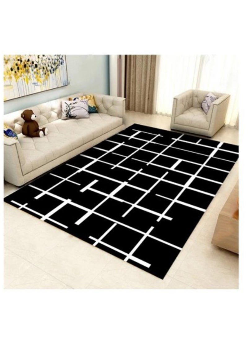 سجادة عالية الجودة بتصميم بسيط مع خطوط من ألياف البوليستر (سجادة فقط)