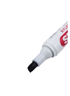 سنو مان Snowmay قلم تحديد طرف إزميل طرف إزميل فوري للكتابة مقاوم للماء Xylene Toluene Free 12 قطعة عبوة باللون الأسود  - Image 1