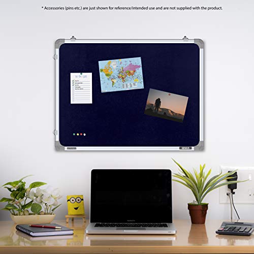 Pragati Systems® Genius Pin-up Display Board for Kids, Home & Kitchen with Lightweight Aluminium Frame | Bulletin Board and Soft Board for Pinning Documents | Small Size 1.5x2 Feet (Pack of 1), Blue - Image 3
