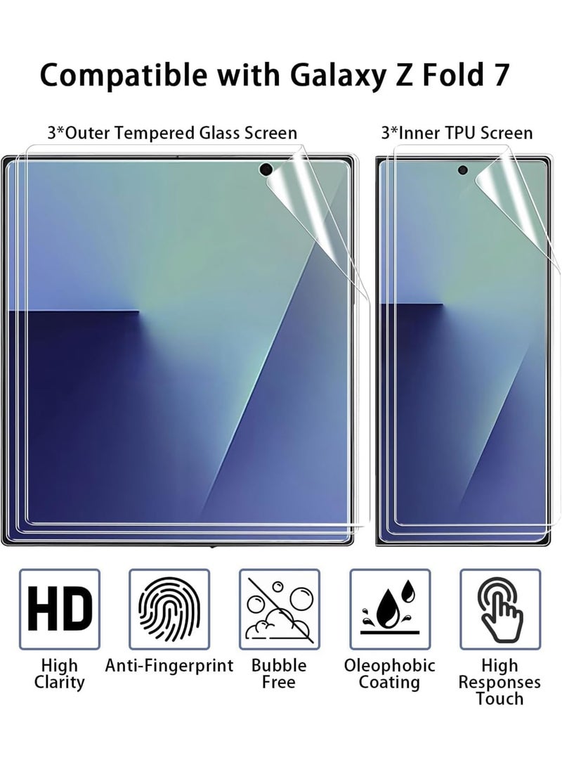 Screen Protector for Galaxy Z Fold 7, 【2+2+2 Pack】 HD Transparent Soft Flexible Film for Inner and Outer Screen, Anti-Scratch Bubble-Free Full Coverage Protective Film for Fold7 (Clear) - Image 5