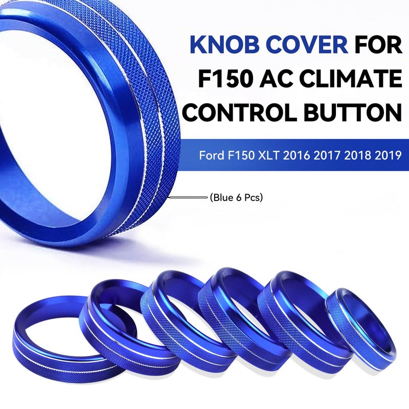 Bentolin Knob Cover for F150 AC Climate Control Switch/Trailer/4WD/VOL/Tune Button Interior Center Console Trim Accessories Compatible with Ford F150 XLT 2016 2017 2018 2019 (Blue 6 Pcs) - Image 3