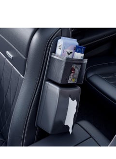 Generic Car Tissue Holder, PU Leather Car Tissue Holder with Storage Box, Car Leather Napkin Box, Car Armrest Box Tissue Holder, Black, 1 Pcs  - Image 4