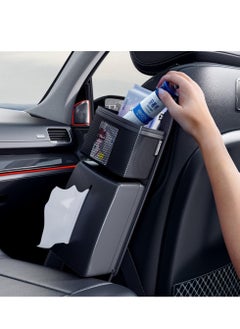 Generic Car Tissue Holder, PU Leather Car Tissue Holder with Storage Box, Car Leather Napkin Box, Car Armrest Box Tissue Holder, Black, 1 Pcs  - Image 1