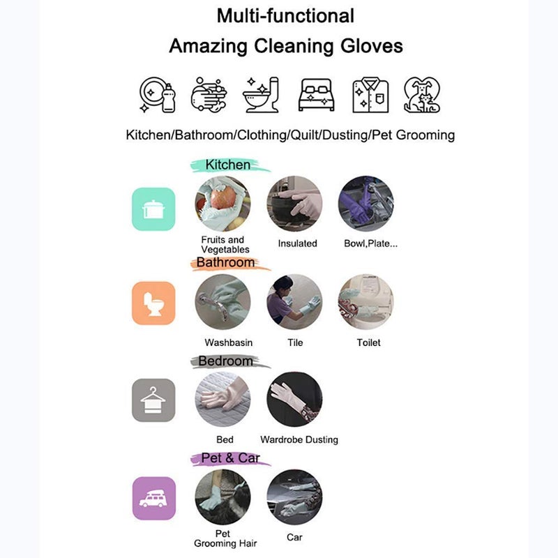 Generic Silicone Heat Resistant Rubber Dish Washing Gloves with Wash Scrubber Medium for kitchanwear  - Image 4