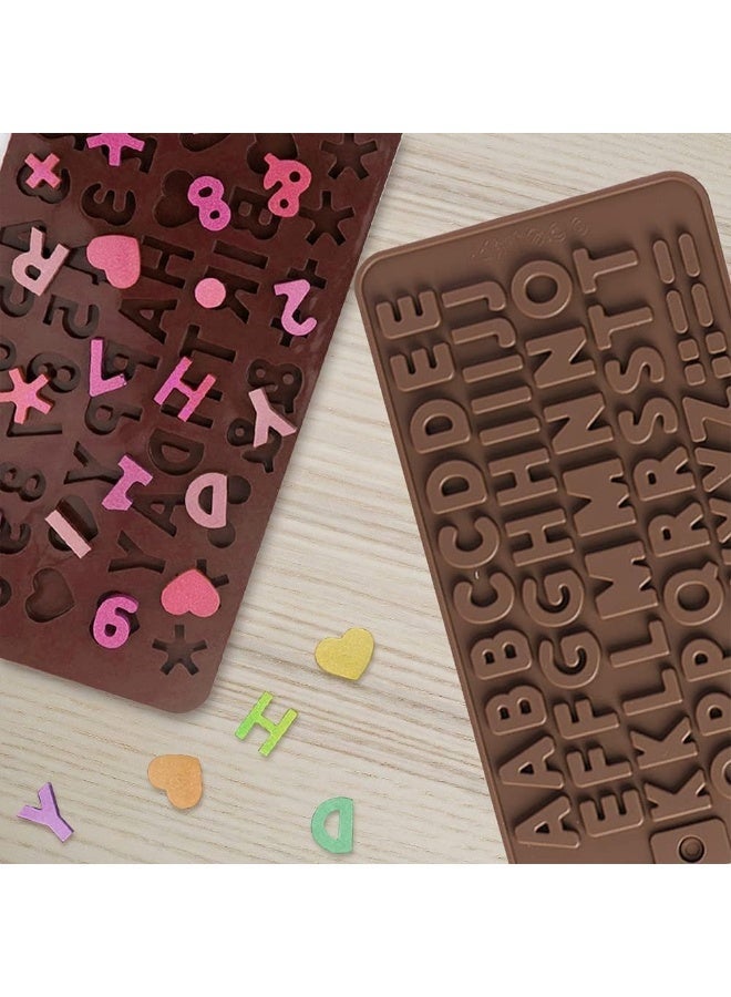 2-Piece Silicone Letter and Number Chocolate Mold Set for Birthday Cake Decorating, Brown - Image 4