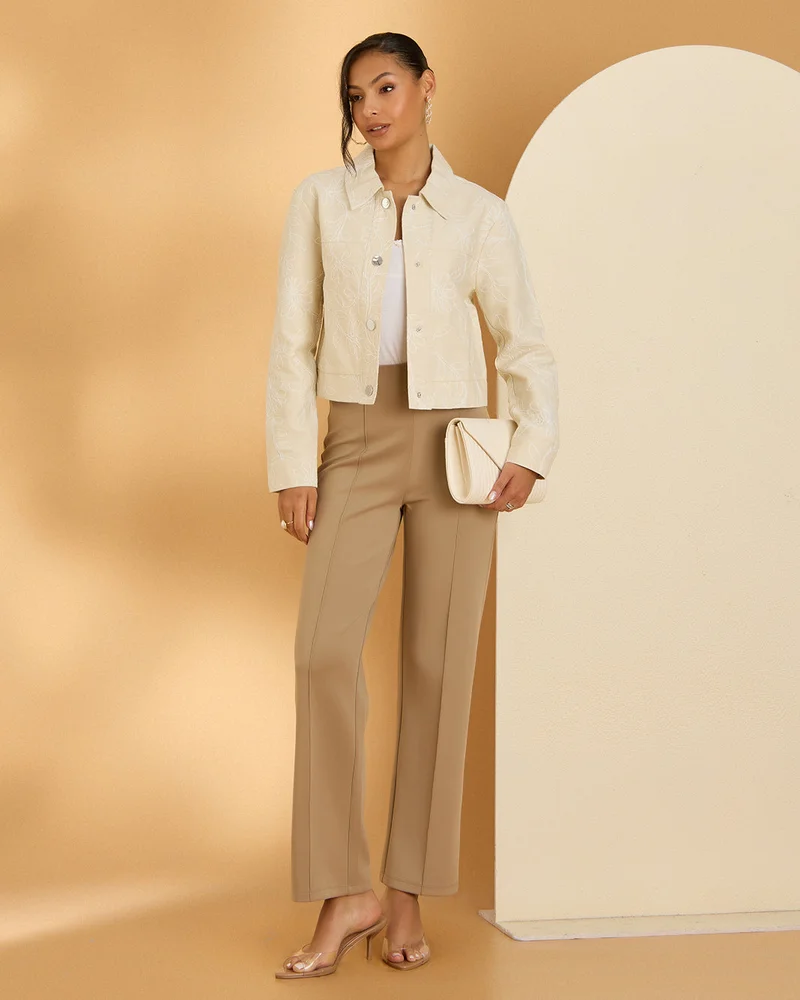 Redtag Women Beige Textured Bomber Jacket