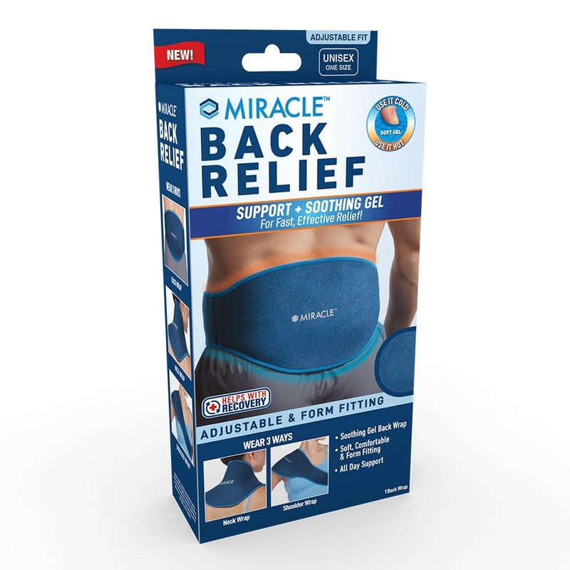 Ontel Miracle Back Relief GelInfused Compression Wrap for 360Degree Neck Shoulder Back Support Comfortable Form Fitting UpperLower Back Support Wrap for Cold Hot Compression 