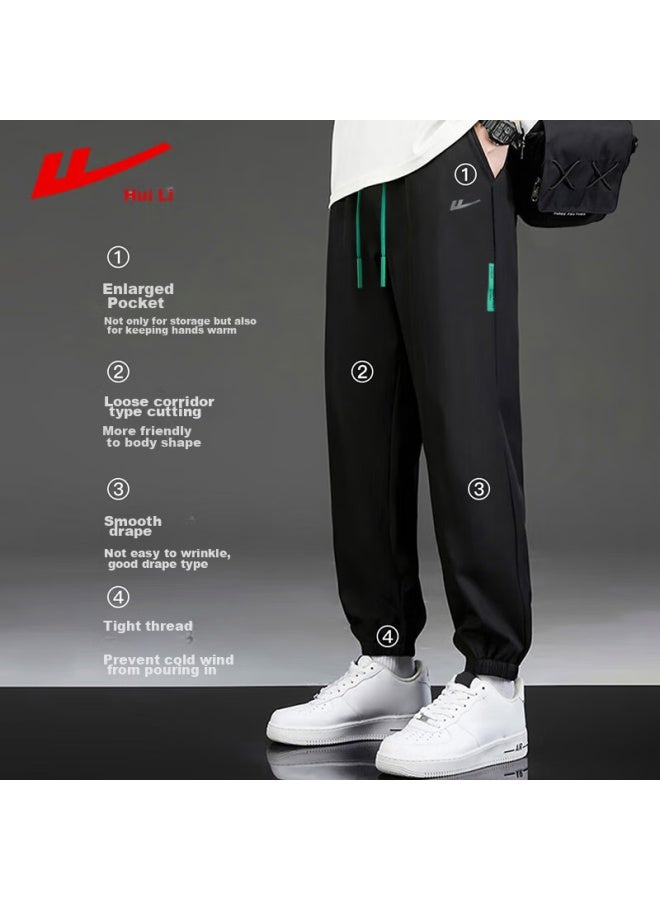 Pull Back Warrior Casual Pants For Men, Loose-fitting Trousers, Spring And Summer Trendy Sports Joggers, Versatile Loose-fitting Men's Pants, Black, XL - Image 2